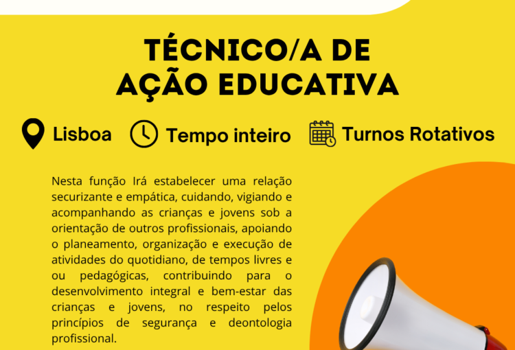 Estamos a contratar Técnico/a de Ação Educativa