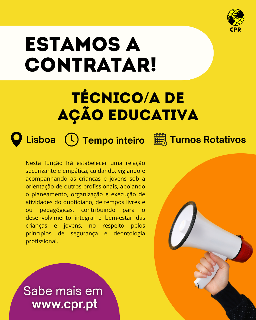 Estamos a contratar Técnico/a de Ação Educativa