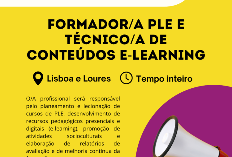 Procuramos Formador/a PLE e Técnico/a de Conteúdos e-Learning